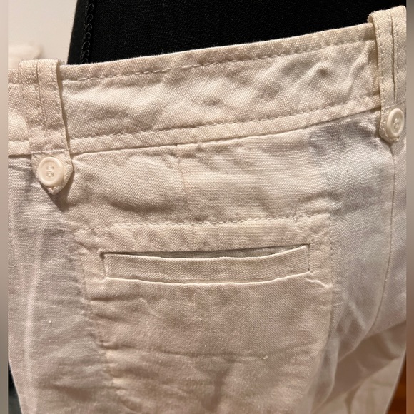 Pair of low rise French Connection 100% Linen Pants WHITE and TAN - Picture 7 of 10